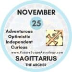 November 25 Zodiac (Sagittarius) Birthday Personality, Birthstone, Compatibility, Ruling Planet, Element, Health and Advice