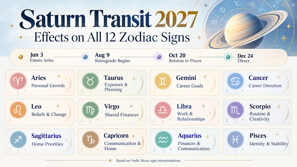 Saturn Transit 2027: Effects on All 12 Zodiac Signs