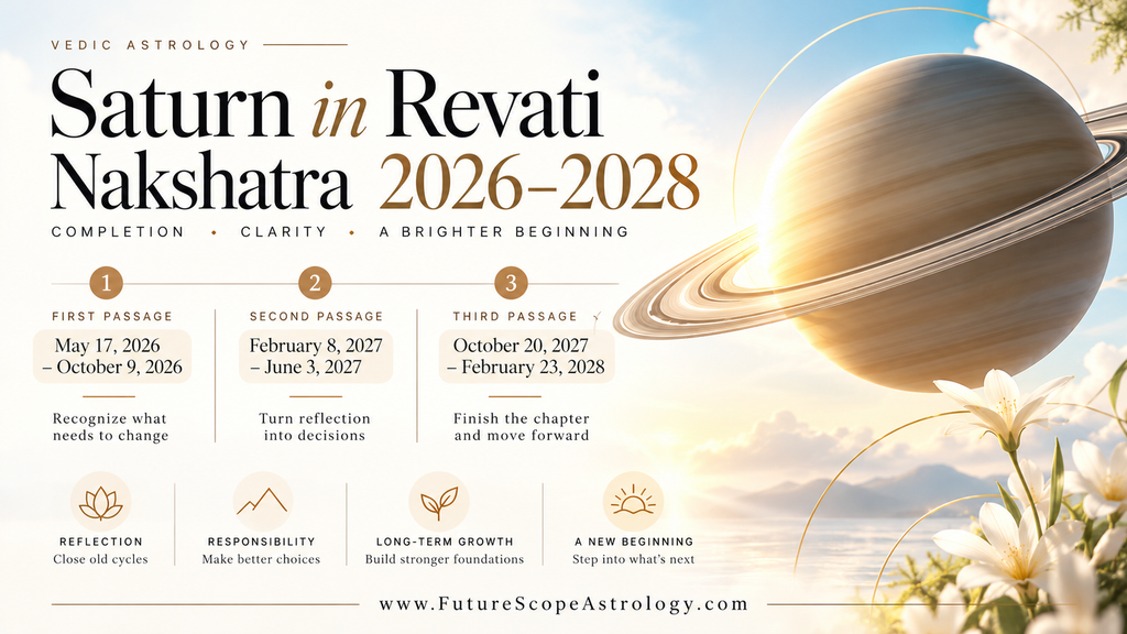 Saturn in Revati Nakshatra 2026–2028: All Transit Dates, Meaning & Effects