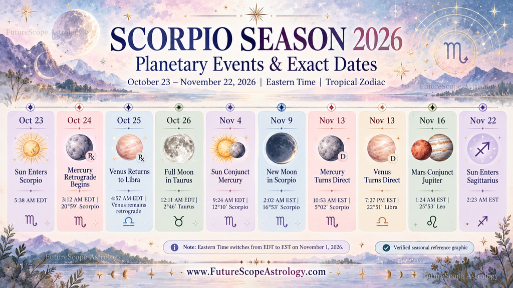 Scorpio Season 2026: Complete Planetary Events Timeline — October 23 to November 22